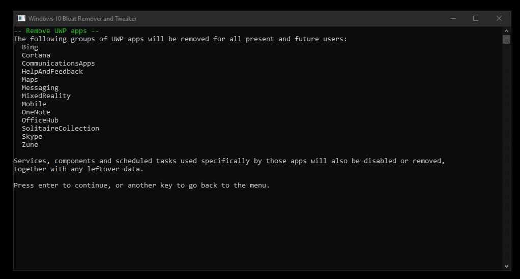 Win10 Bloat Remover comando