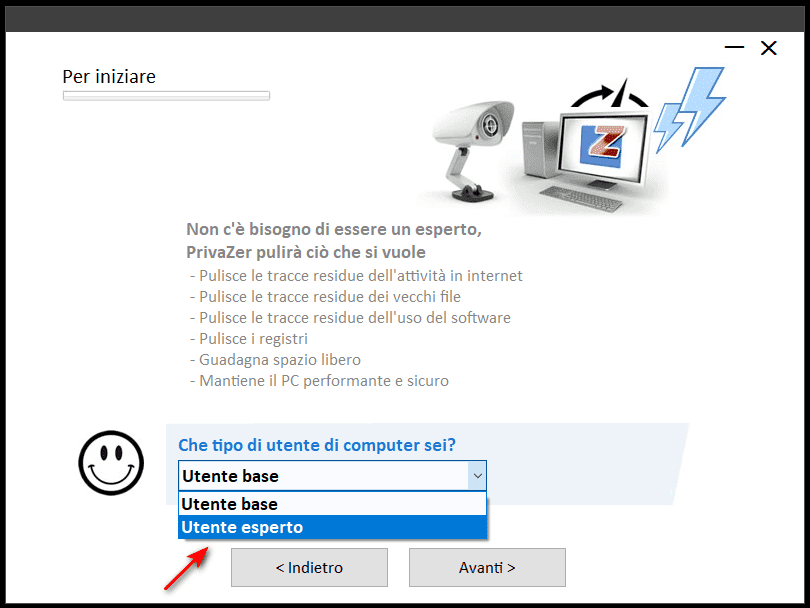 PrivaZer selezione utente