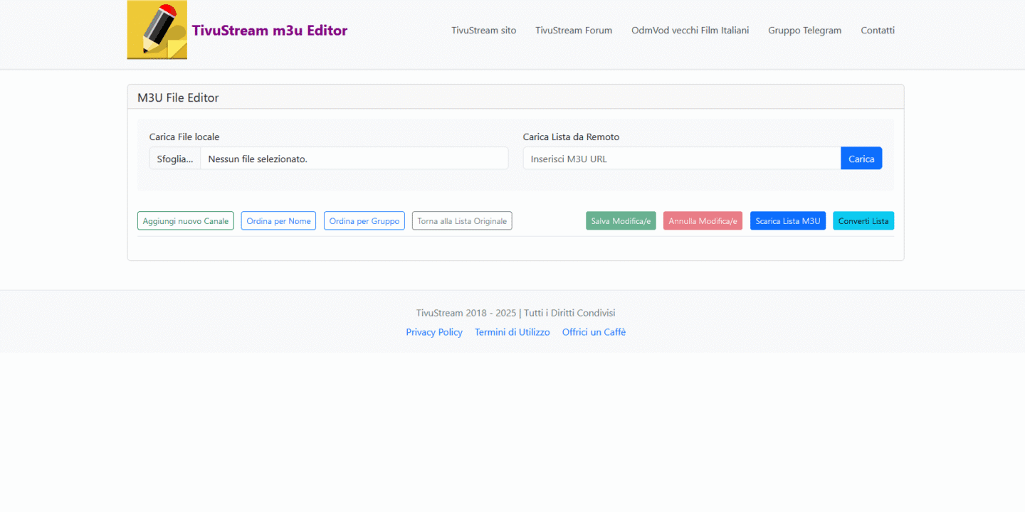 TivuStream m3u Editor Home