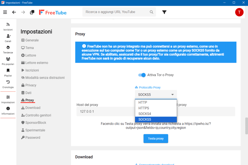 FreeTube Proxy