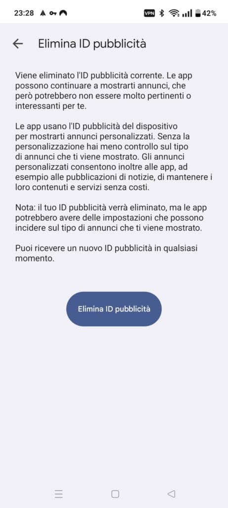 Eliminazione ID pubblicità Android