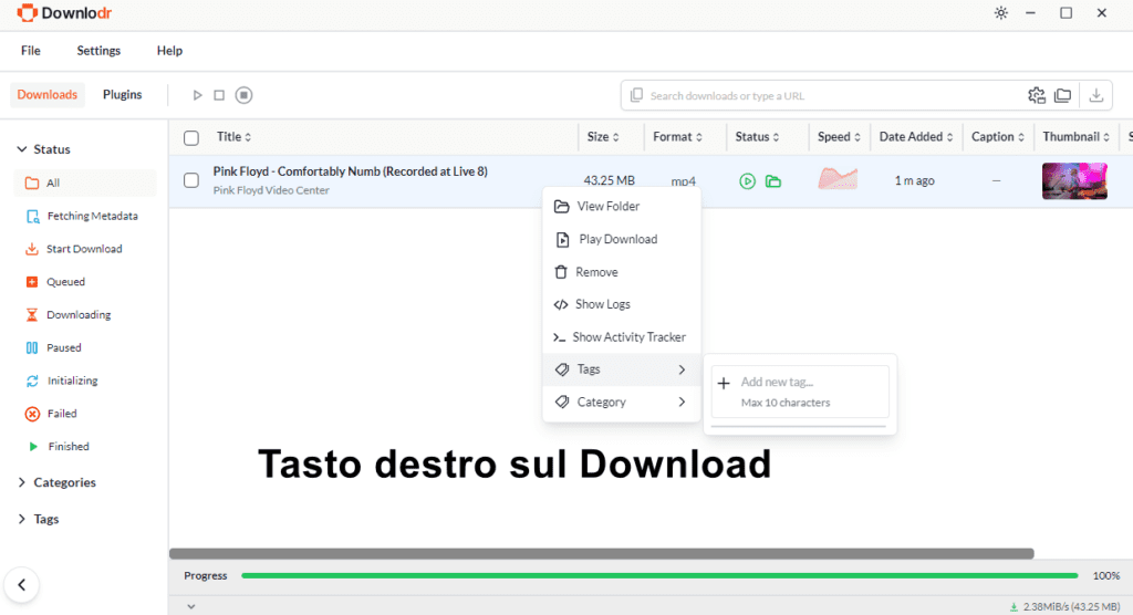 Downlodr Opzioni