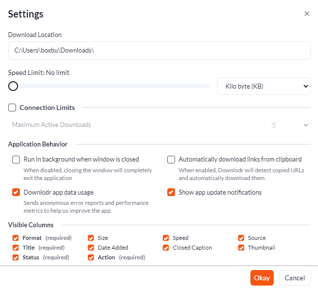 Downlodr setting