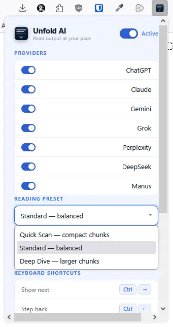Unfold AI Settings